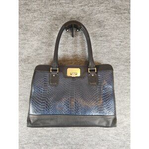 Cole Haan Blue and Black Embossed Leather 4.5 x 10 x 14